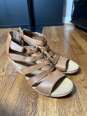 Rockport Open Toe Wedge Cork Gladiator Sandal Size Womens 9